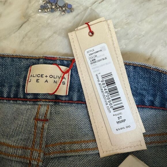 Alice + Olivia WEEZY EMBELLISHED JEAN size 27 NWT - Picture 5 of 12